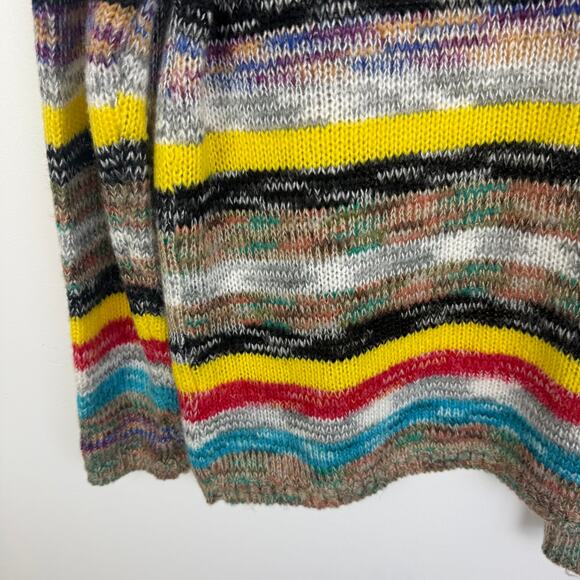 Misslook Womens Multi Stripe Open Front Yellow/Grey/Red Knit Sweater Cardigan - Picture 7 of 10